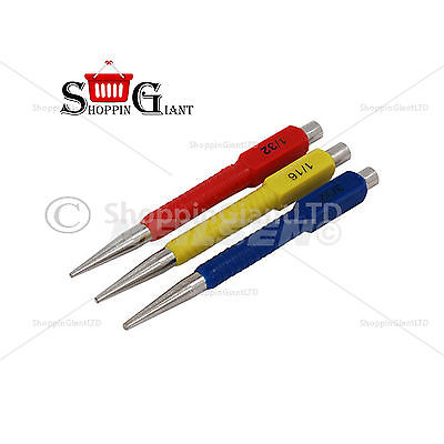 3Pc 1/32" 1/16" 3/32" Centre Punch Set Color Coded Steel Quality Tool Kit CT3727