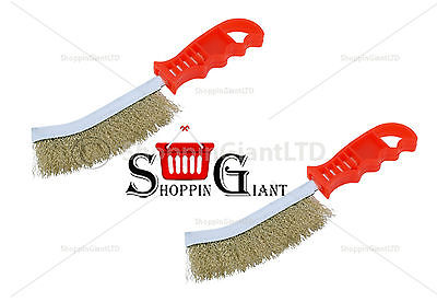 2x Brass Steel Wire Pair Metal Barbeque Cleaner Scratch Brush Bristle DIY CT0621