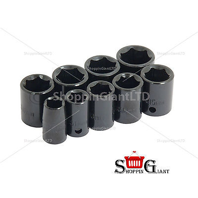 9Pc 3/8" Drive Impact Shallow Socket Set Cr-V 10-19 Mm Garage Quality DIY CT0918