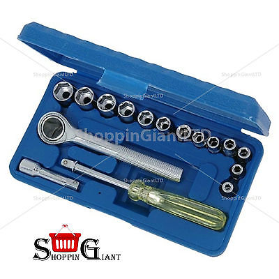 Small 17Pc 1/4" In Drive Mini Handy Socket Set Ratchet Screwdriver Garage CT1559