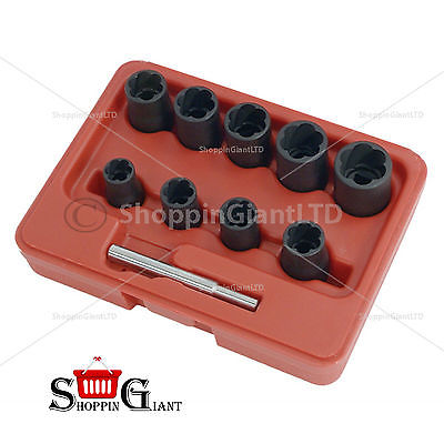 10Pc Twist Socket Set 10"-19" Sockets Nut Removers Removal Garage Tool CT1381