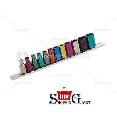 12Pc 1/4" Drive Shallow Socket Set Colored Chrome Vanadium Garage Quality CT0905