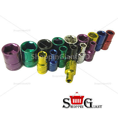 40Pc 1/4" Drive Socket Set Ratchet Wrench Screwdriver Colored Garage Tool CT0911