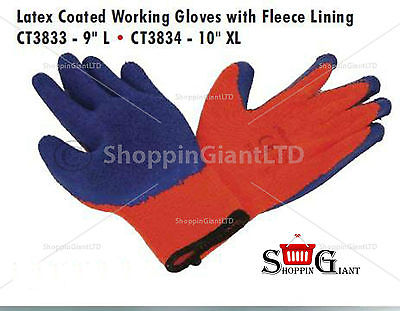 10" Latex Coated Work Glove XL Gloves With Fleece Lining Garden Builders CT3834 Cannon Tools