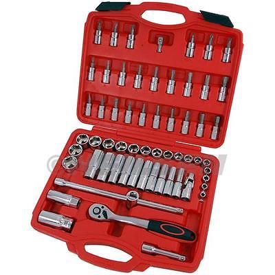 61Pc 3/8" Drive Deep Socket & Bit Set Cr-V Workshop Wrench Quality Tool CT0748