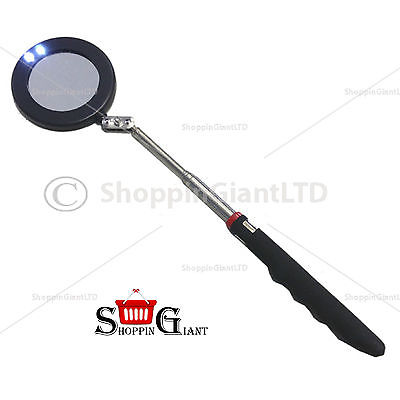 75 mm Round 2 Led Telescopic Inspection Mirror No Slip Handle Pistol Grip CT3424