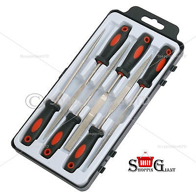 6Pc Hand File Set Diamond Double Colour Soft Handle Round Flat Square Kit CT1607