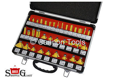 35Pc Router Bit Set 1/4" Shank Mortising Dovetail Cove Bits Routers Tool CT0503 Cannon Tools