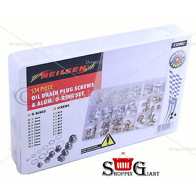 534 Pc Oil Drain Plug Screws Aluminium O-Rings Set Cars Van DIY Quality CT2907