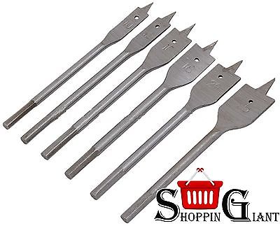6 PIECE FLAT WOOD SPADE TYPE DRILL BITS 10,- 25MM HOLES WOOD BIT SET CT0288 NEILSEN