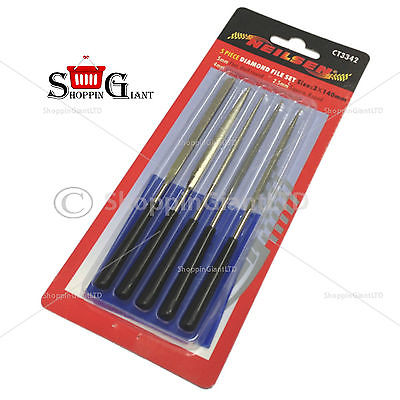5Pc 140mm Hand File Set Diamond Flat Half Round Professional Quality Kit CT3342