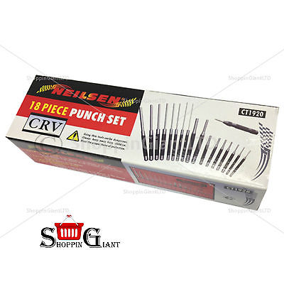 18Pc Pin Punch Set Auto Centre Expert Punches Vanadium Finish Tool Kit CT1920