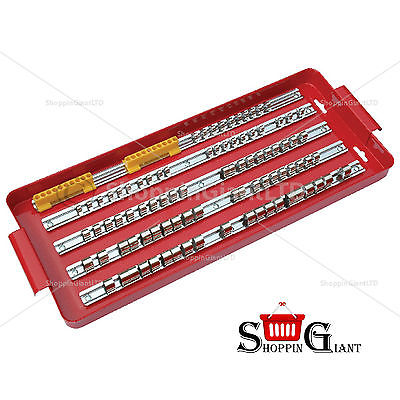 4 Pc 1/2" 3/8" 1/4" Drive Rail Socket Tray Rack 500mm Garage Tool Storage CT1574