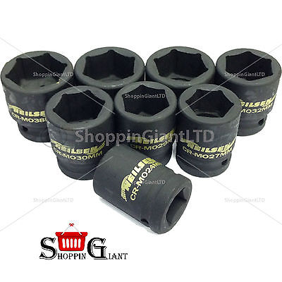 8Pc 3/4" Drive Shallow Impact Socket Set 24mm 38mm In Moulded Case Garage CT1606