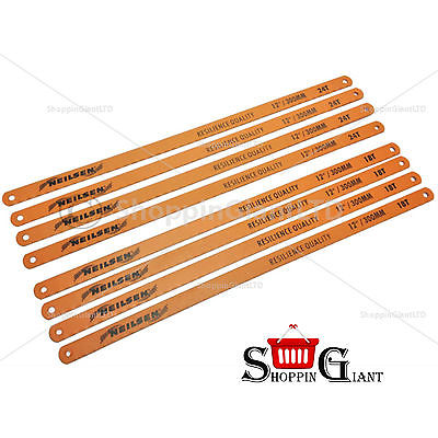 8Pc 300mm 12" Hacksaw Blades High Resilience Carbon 18-24tpi Steel Tool CT3231