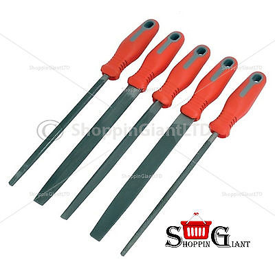 5Pc 200mm 8" Hand File Set Engineers Double Colour Soft Handle Quality CT1439
