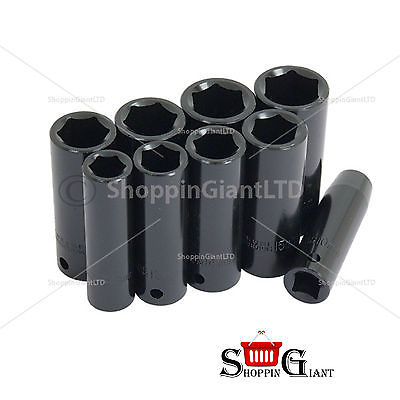 9Pc 3/8" Drive Deep Impact Socket Set Chrome Vanadium Garage Tool Quality CT0919