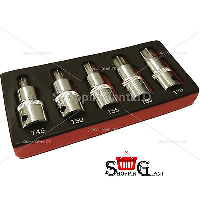 5Pc 1/2" Drive Star Bit Set T-Type Socket Tool Quality Kit Garage Spanner CT3628