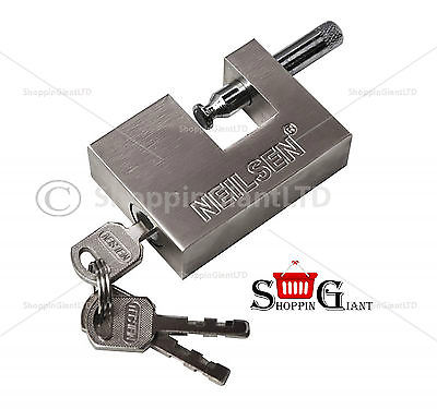 90mm Heavy Duty Shutter Padlock Steel Body With Satin Finish Quality Kit CT3866