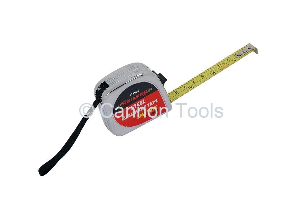 Chrome Tape Measure 3m/10ft Pro Craft Heavy Duty Carpenters Pair Enginee CT1030 Neilsen
