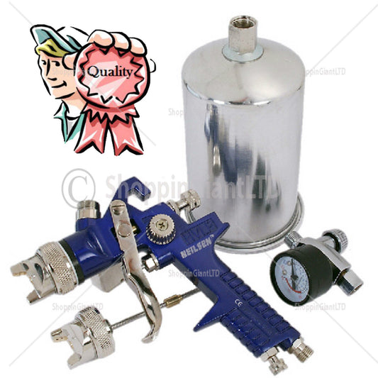 Gravity Feed HVLP Air Spray Gun With Dual Nozzles + Pressure Regulator CT2308