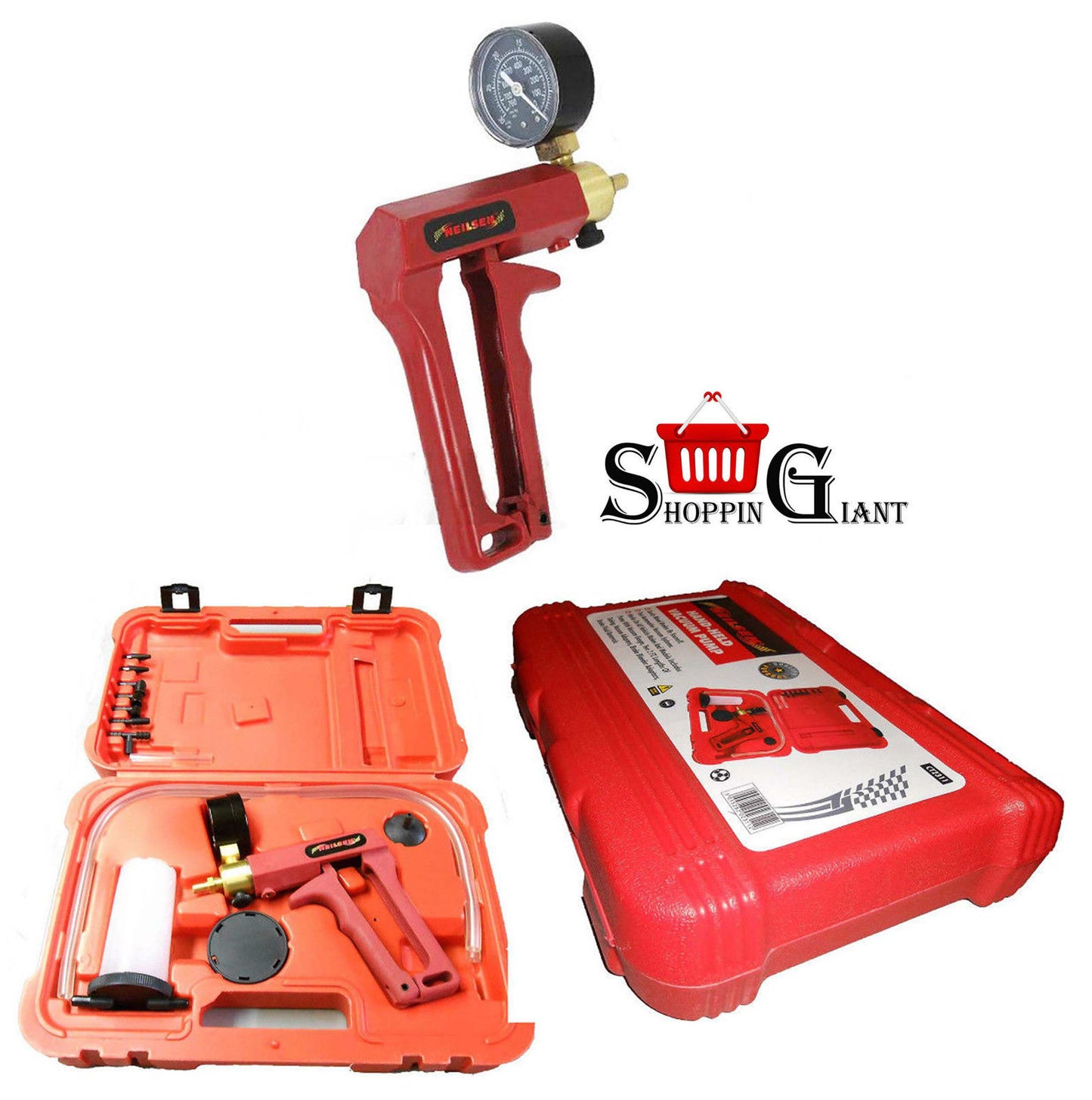 Portable Car Diesel Brakes Bleeding Bleeder Vacuum Pump Tool Kit + Gauge  CT2311